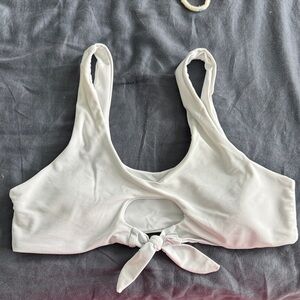 White Tie-Front Bikini Top